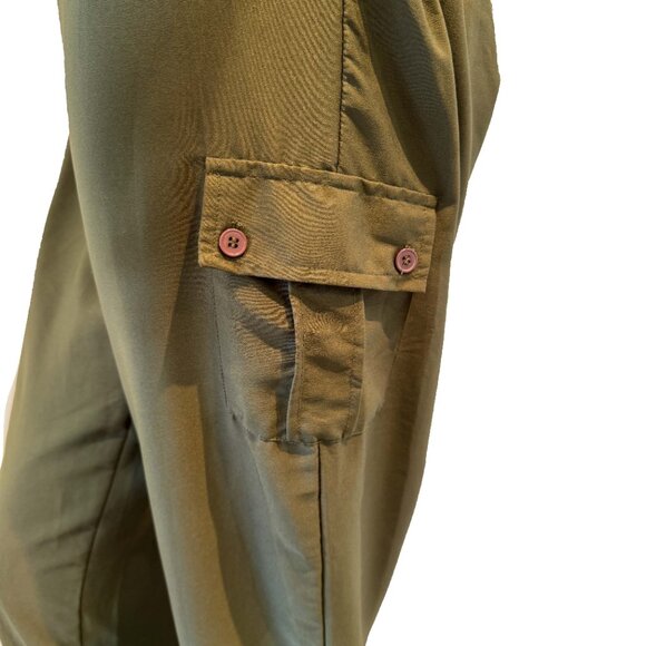 Live 4 Truth Olive Cargo Jumpsuit Size M Sleeveless Zip Front Utility Romper - Picture 6 of 9